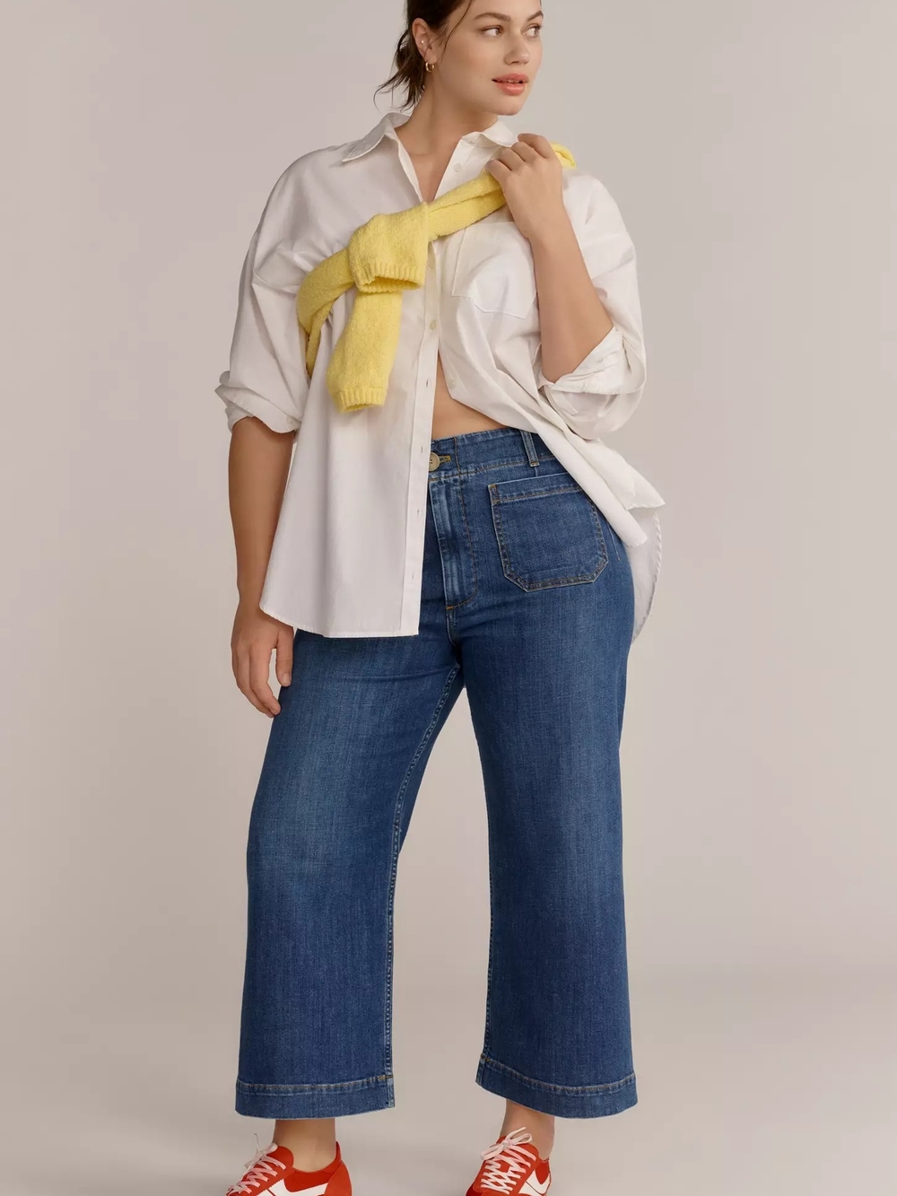 Maeve The Colette High Rise Cropped Wide Leg Jeans Size 34 Blue.